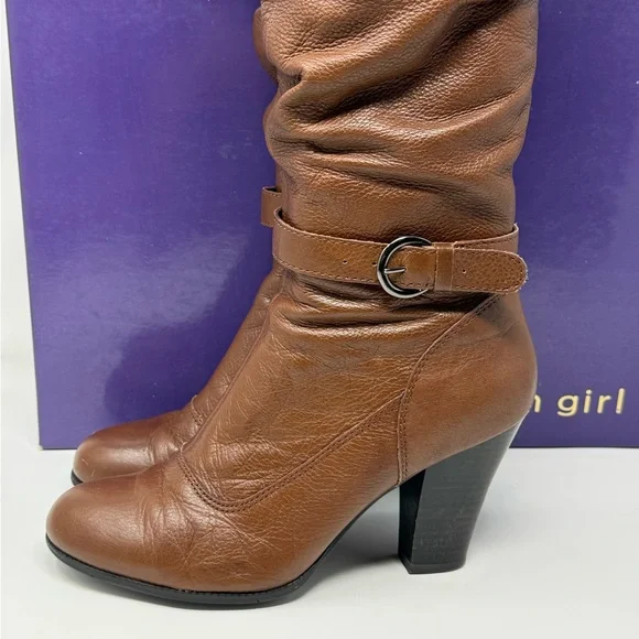 Madden Girl Brown Slouchy Heeled Boots Size 8 - Picture 6 of 13